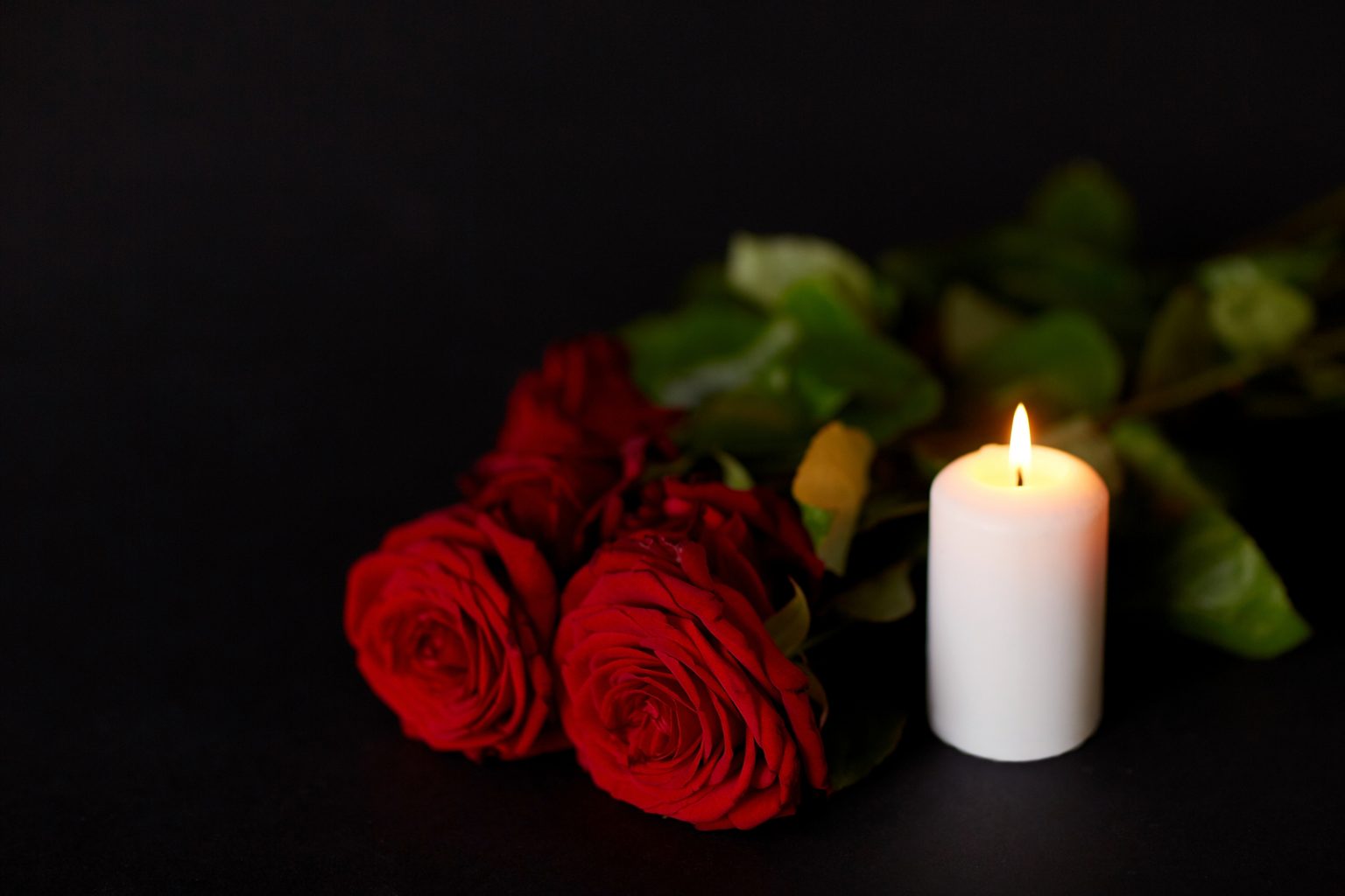 Свечи и розы в темноте